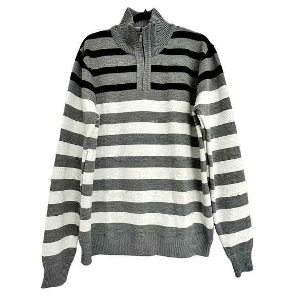 Marx & Dutch Collection Mens Pullover 1/4 Zip Sweater, Ribbed Hem Grey XL - Picture 1 of 11